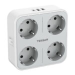 Adaptor priza Tessan TS-302-DE-C, 4 prize, 2 X USB-A, 1X USB-C, 10A