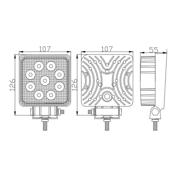 Proiector LED Auto Carguard, 27 W, 9 SMD LED, 6000-7000K, 2000 lumeni - imagine 6
