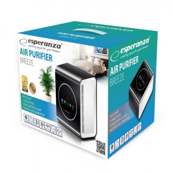 Purificator de aer cu lampa UV-C, Esperanza, 10w, 3 filtre, suprafata 20 mp, afisaj lcd, timer - imagine 6