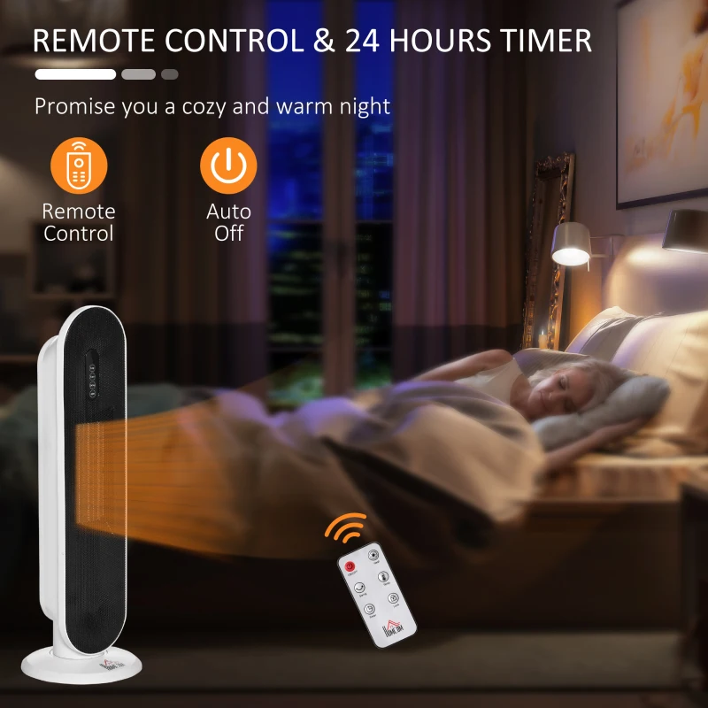 Radiator ceramic Home PowerHeat, 2 trepte de incalzire, Oscilatie, Termostat, Timer, Telecomanda