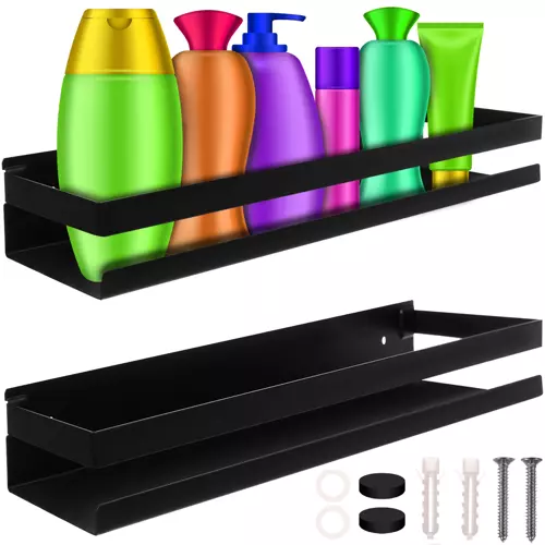Raft de baie universal Ruhhy, Inox, 50 x 10.5 cm, Negru