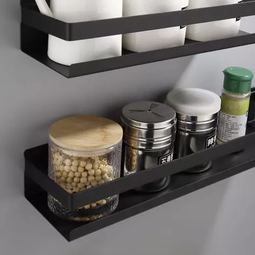 Raft de baie universal Ruhhy, Inox, 50 x 10.5 cm, Negru