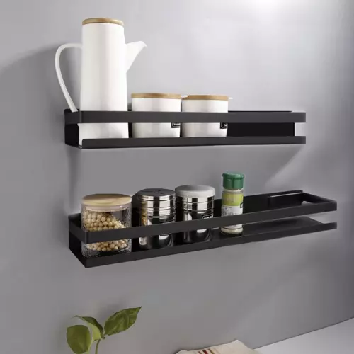 Raft de baie universal Ruhhy, Inox, 50 x 10.5 cm, Negru