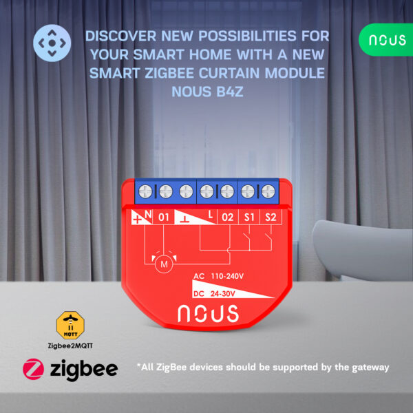 Releu inteligent pentru perdele si draperii Nous B4Z ZigBee, 1 canal - imagine 4