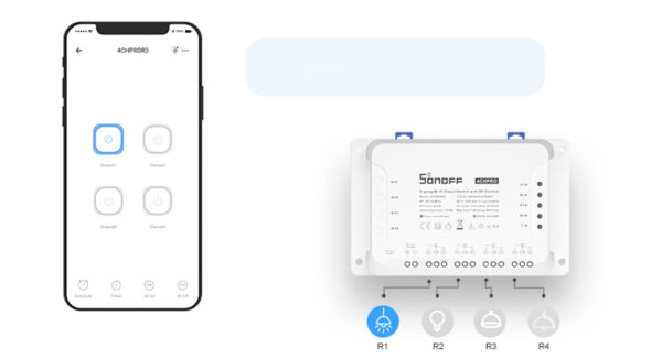 Releu Smart Wireless Sonoff 4CHR3, 4 canale, Alexa   Google Home - imagine 3
