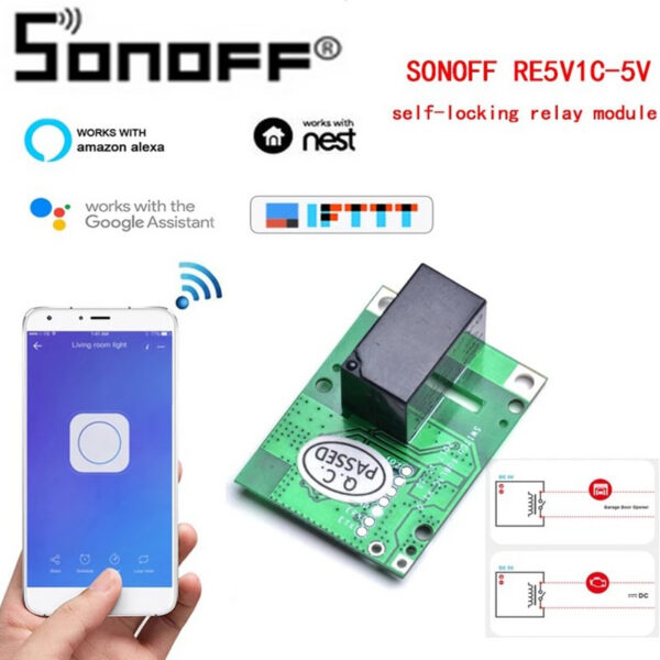 Releu modul smart Sonoff RE5V1C 5V, Wi-Fi, Compatibil cu Google Home, Alexa  IFTTT - imagine 2