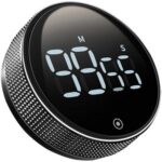 Timer pentru bucatarie universal RUHHY, magentic, diametru 7 cm, baterii, afisaj LCD, alb