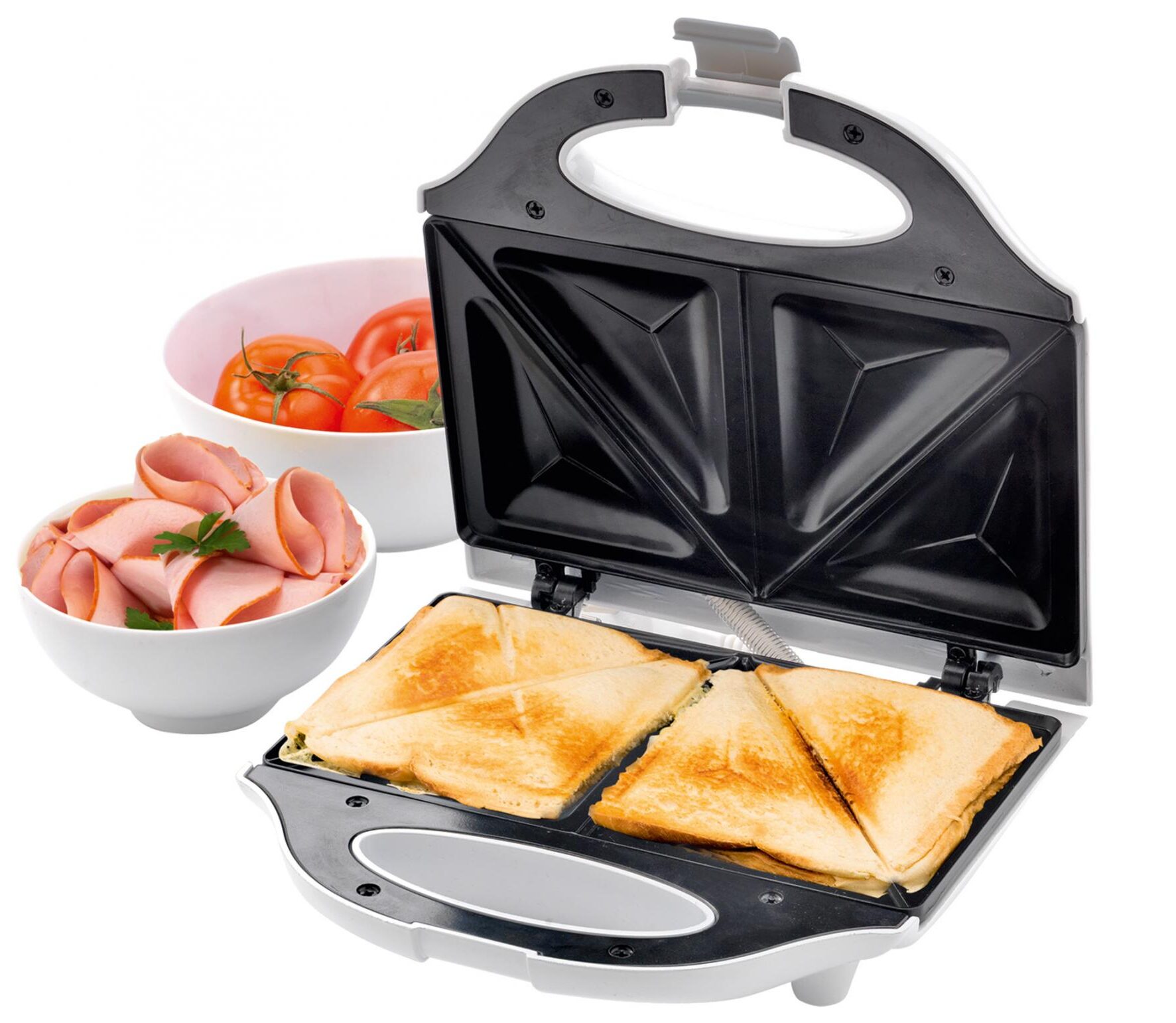 Sandwich Maker Home Good Breakfast, 750 W, pentru 2 sandvisuri, alb