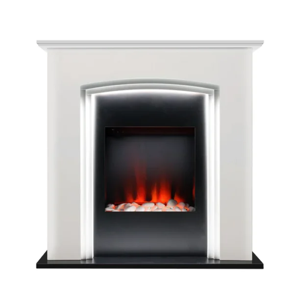 Semineu Electric Luxe Fire 3D, 2 Trepte de Incalzire,  dimensiuni 80 x 80 x 25 cm, MDF Alb - imagine 1
