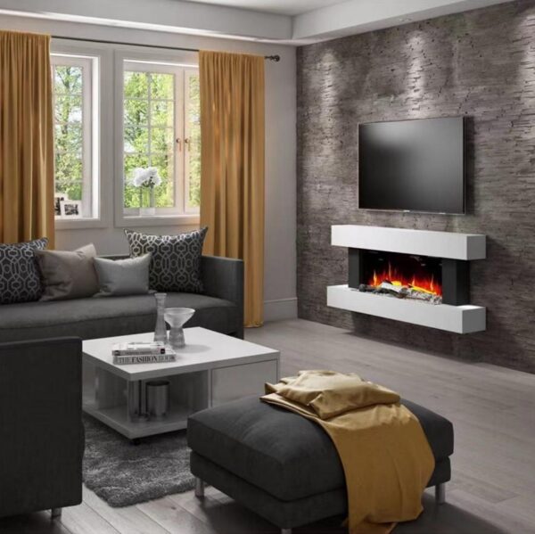 Semineu Electric Luxe Fire 3D cu Sunet busteni, Smart WIFI, 132 cm, 7 teme de culoare, Functie incalzire, Telecomanda, Timer, 1000W/ 2000W - imagine 3
