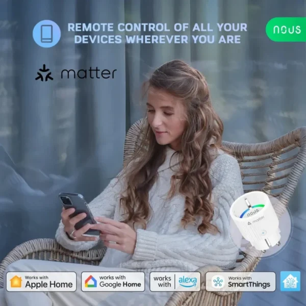 Set 2 prize Inteligente WiFi NOUS A8M, 16A - Matter - imagine 3
