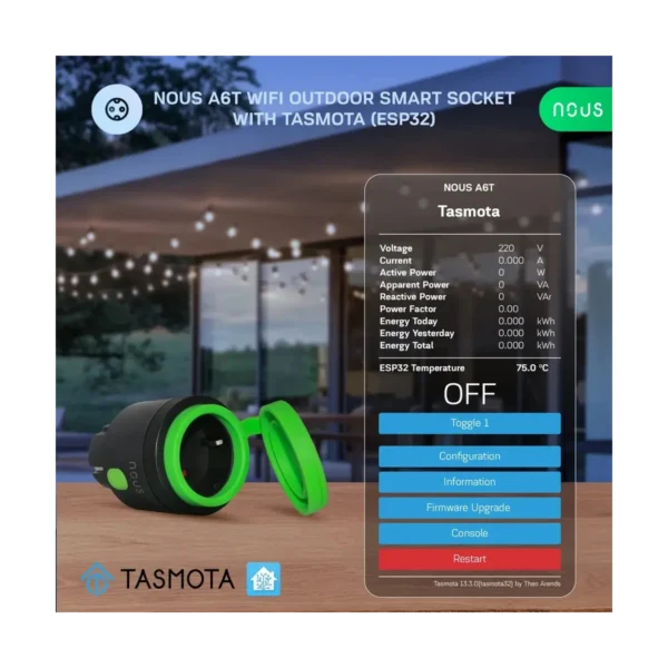 Set 2 prize Inteligente WiFi pentru exterior NOUS A6T, IP44, 16A - Tasmota - imagine 2