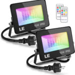 Set 2 proiectoare de podea LED RGB Lepro, Telecomanda , 15W, IP65 waterproof