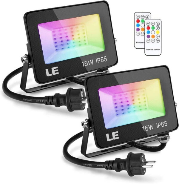 Set 2 proiectoare de podea LED RGB Lepro, Telecomanda , 15W, IP65 waterproof - imagine 1