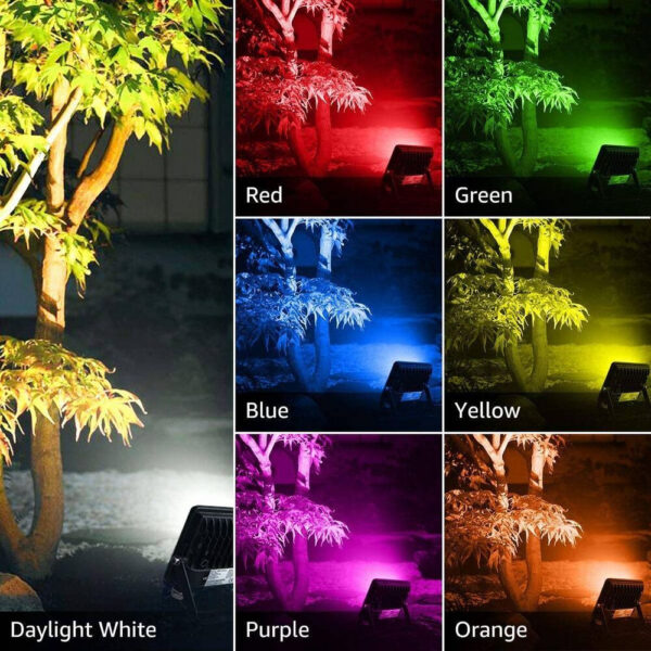 Set 2 proiectoare de podea LED RGB Lepro, Telecomanda , 15W, IP65 waterproof - imagine 2