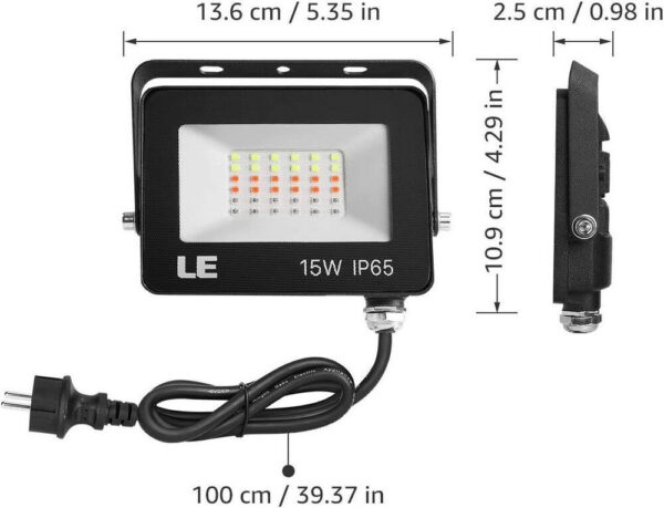 Set 2 proiectoare de podea LED RGB Lepro, Telecomanda , 15W, IP65 waterproof - imagine 7