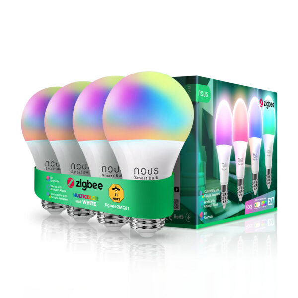 Set 4 becuri LED RGB Smart NOUS P3Z ZigBee, E27, Control din aplicatie - imagine 1