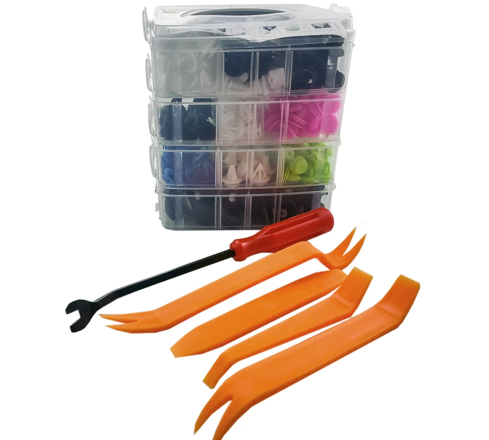 Set cleme din plastic Carguard, 470 bucati + 5 unelte