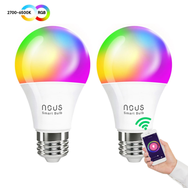 Set 2 becuri LED NOUS P3 RGB Smart, E27, Control din aplicatie - imagine 3
