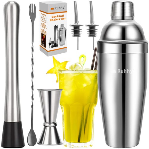 Set complet bartending profesional 6 piese, shaker 700 ml, inox, argintiu 1 Set complet bartending profesional 6 piese, shaker 700 ml, inox, argintiu