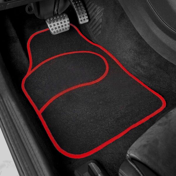 Set covorase auto textile universale, negru/rosu, Carguard, 64 x 44 cm / 44 x 29 cm - imagine 3
