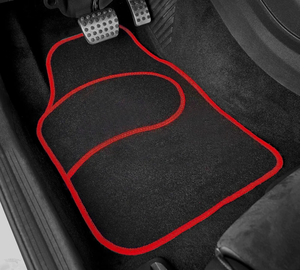 Set covorase auto textile universale, negru/rosu, Carguard, 64 x 44 cm / 44 x 29 cm
