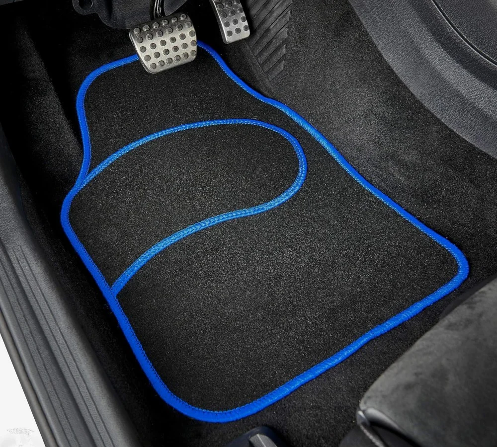 Set covorase auto textile universale, negru/albastru, Carguard, 64 x 44 cm / 44 x 29 cm 2 Set covorase auto textile universale, negru/albastru, Carguard, 64 x 44 cm / 44 x 29 cm