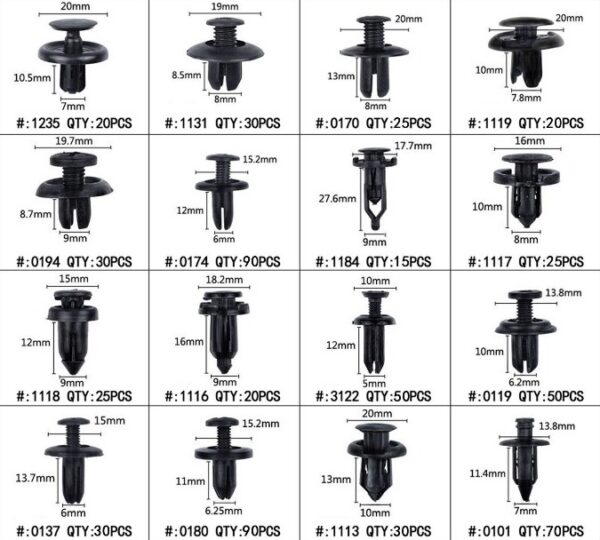 Set de 620 cleme din plastic Carguard, 16 tipuri, 5 unelte incluse - imagine 4
