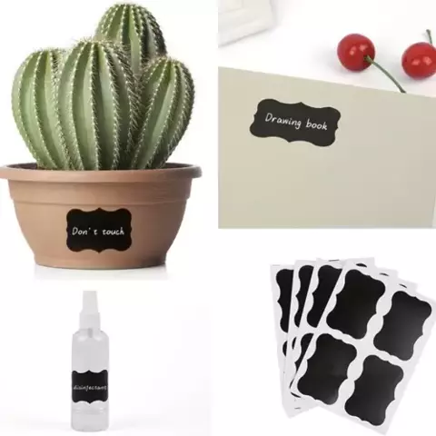 Set etichete autoadezive reutilizabile, 24 bucati, cu marker alb, lavabile, dimensiuni 5x3.5 cm, Negru 3 Set etichete autoadezive reutilizabile, 24 bucati, cu marker alb, lavabile, dimensiuni 5x3.5 cm, Negru