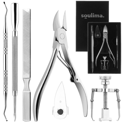 Set pedichiura, Soulima, trusa ingrijire unghii incarnate, 6 instrumente otel inoxidabil