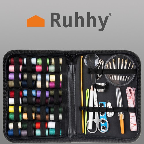 Trusa de croitorie Ruhhy cu ace pentru cusut, papiote, foarfeca si accesorii, 128 piese