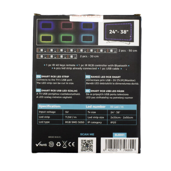 Banda LED SMART SunShine pentru iluminare ambientala TV, 24”-38”, RGB, Bluetooth - imagine 10