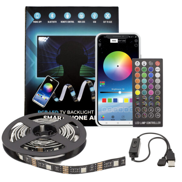 Banda LED SMART pentru iluminare fundal TV 32”-42”, RGB, Bluetooth, SunShine - imagine 1