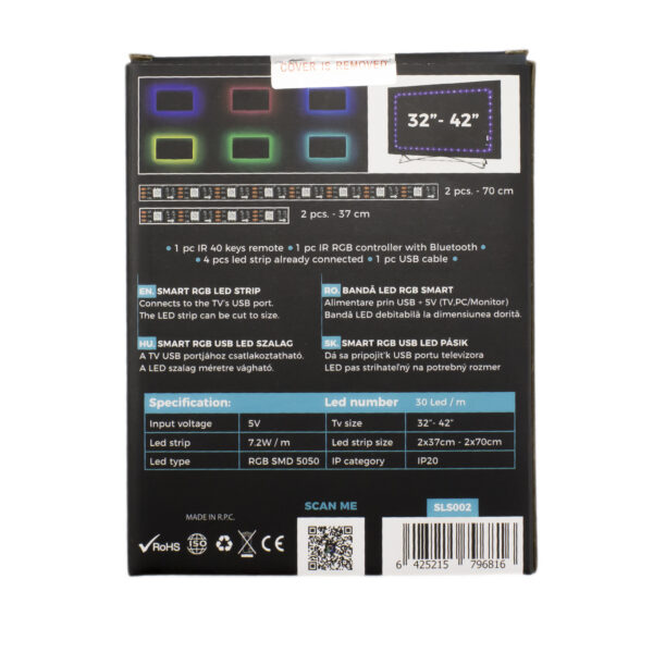Banda LED SMART pentru iluminare fundal TV 32”-42”, RGB, Bluetooth, SunShine - imagine 10