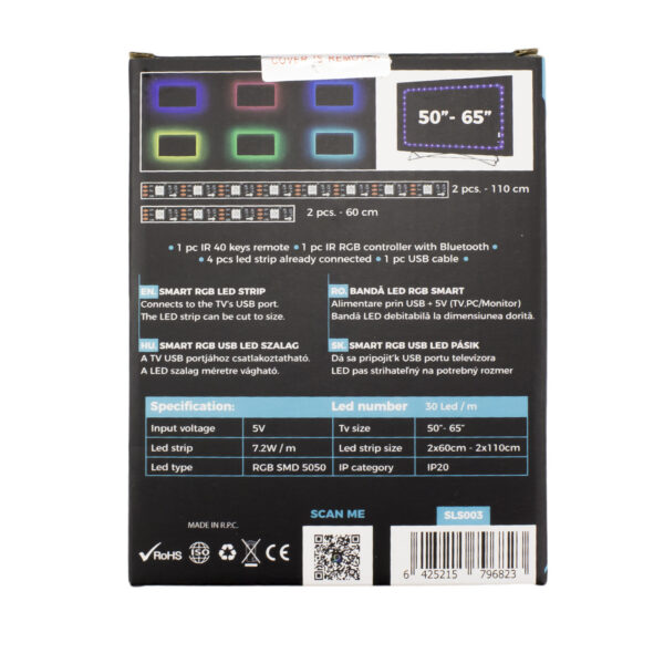 Banda LED SMART pentru iluminare fundal TV 50”-65”, RGB, Bluetooth, SunShine - imagine 10
