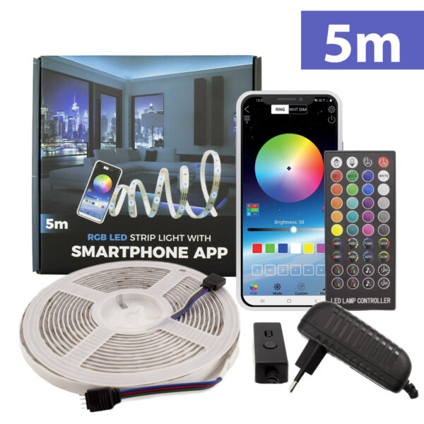 Set banda LED RGB SMART SunShine, 5m, IP65, Bluetooth, 36W, 7.2 W/m - imagine 1