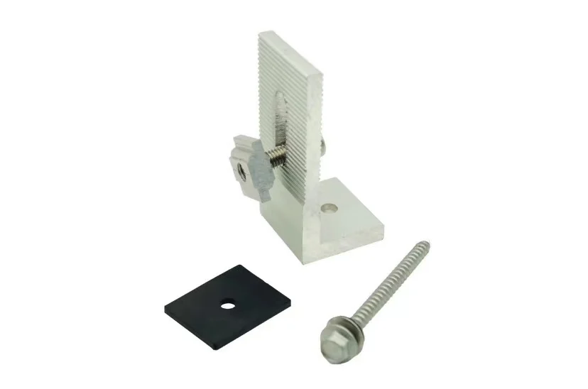 Suport "L" pentru fixare panou fotovoltaic pe acoperis de tabla, aluminiu 6005-T5, kit complet