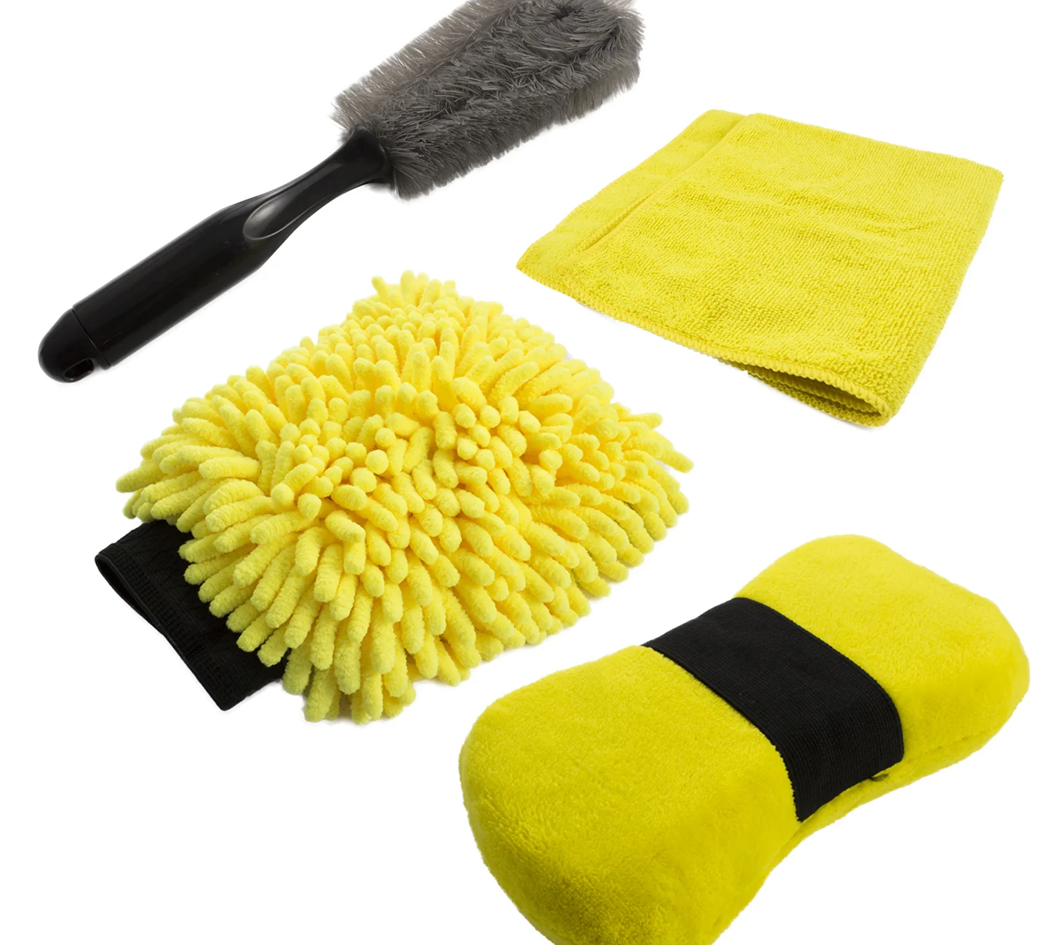 Set burete si perie Carguard, microfibra, pentru curatare auto si jante