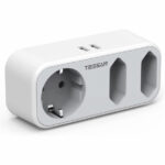 Triplu stecher cu USB Tessan TS-324, 16A, 2xUSB 2.4A