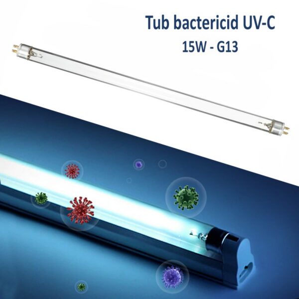 Tub UV-C Osram 15W fara ozon pentru sterilizare si dezinfectie, rezerva lampa bactericida - imagine 2