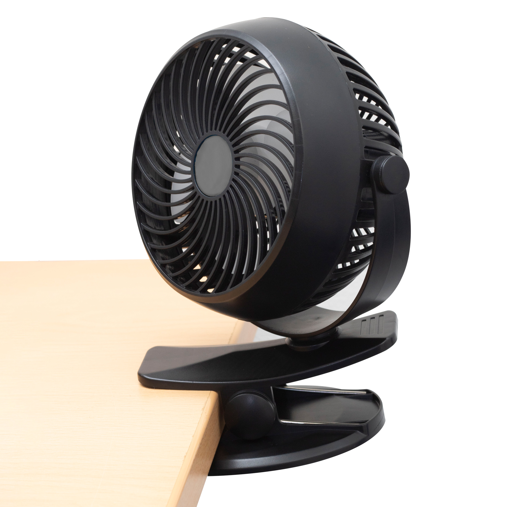 Ventilator cu acumulator si clema, 10 cm, negru, USB, 3 trepte viteza, autonomie 6 ore