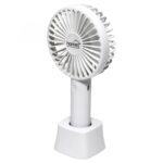 Ventilator de mana cu acumulator Mini Vent, diametru elice 9 cm, USB, 3 trepte viteza, autonomie 5 ore, alb