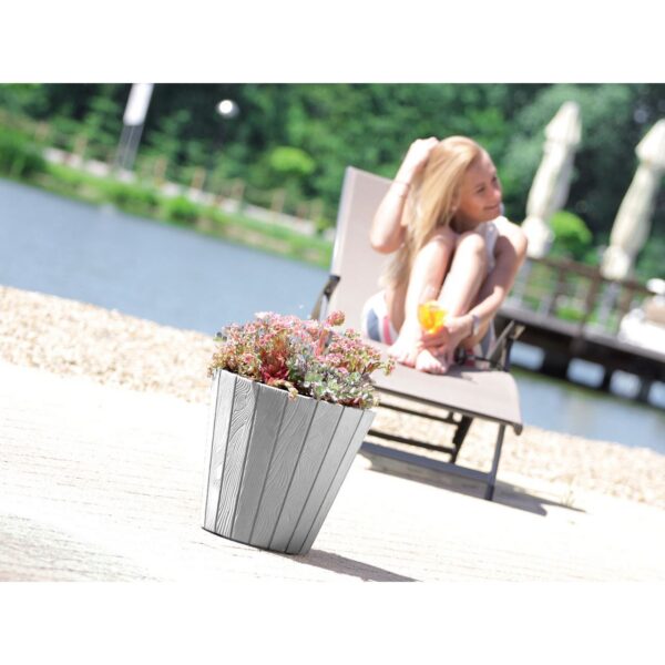 Ghiveci decorativ pentru flori, rotund, alb, 48.8x45.7 cm, Woode  - imagine 4