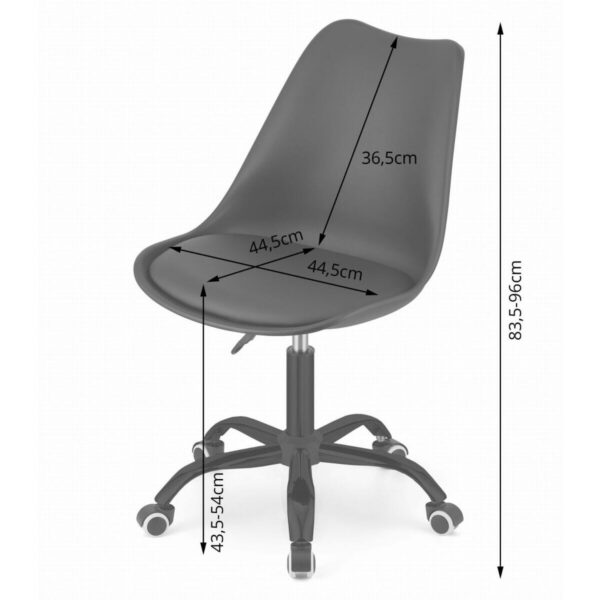 Scaun de birou, Artool, Andria, rotativ, PP, negru, 56.5x56.5x83.5-96 cm - imagine 6