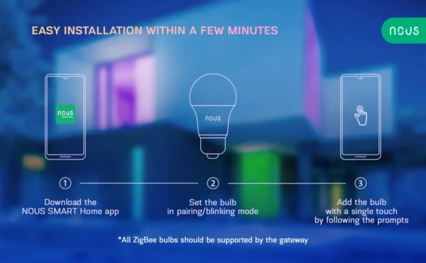 Set 4 becuri LED RGB Smart NOUS P3Z ZigBee, E27, Control din aplicatie - imagine 10