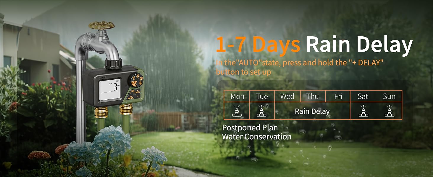 Programator automat pentru irigare Diivoo DI-WT21M-EUGN, 2 zone, IPX5, functie Rain Delay