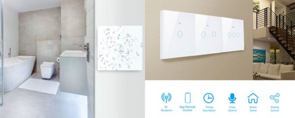Intrerupator Smart cu Touch Rovo FN2C, 2 canale, Sticla Securizata, Tuya, Life Smart, RF 433MHz, Alexa si Google Assistant, fara nul - imagine 7