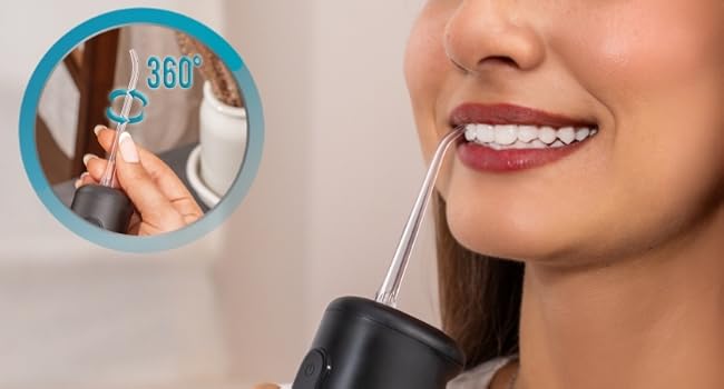Irigator bucal Cecotec ToothCare Jet Liberty, 1600 pulsatii, 8 capete diferite, 250ml, 130 PSI, 4 moduri, portabil