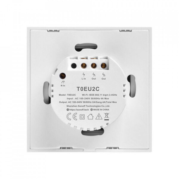Intrerupator Smart  cu Touch  Sonoff T0 EU TX , WiFi, (2 canale) - imagine 2