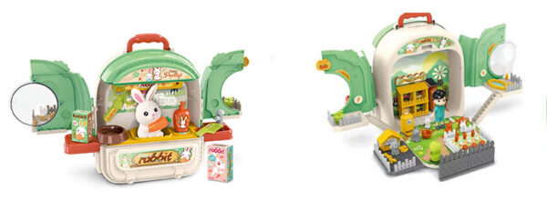 Set ghiozdan jucarie 3 in 1 Rovo 999-2, Iepuras, Fermier, Accesorii incluse - imagine 9